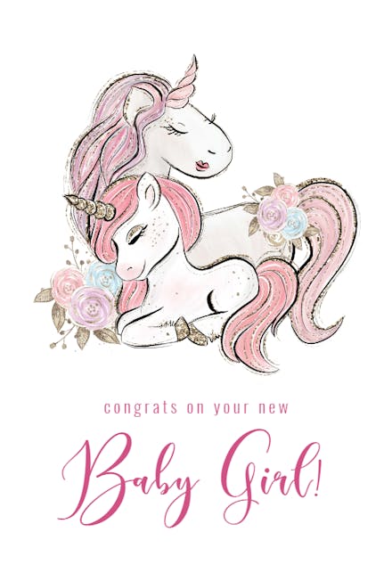 Unicorns - Baby Shower & New Baby Card
