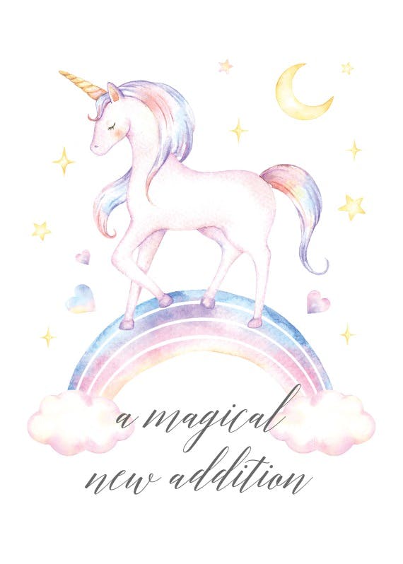 Violet unicorn -  baby shower & new baby card