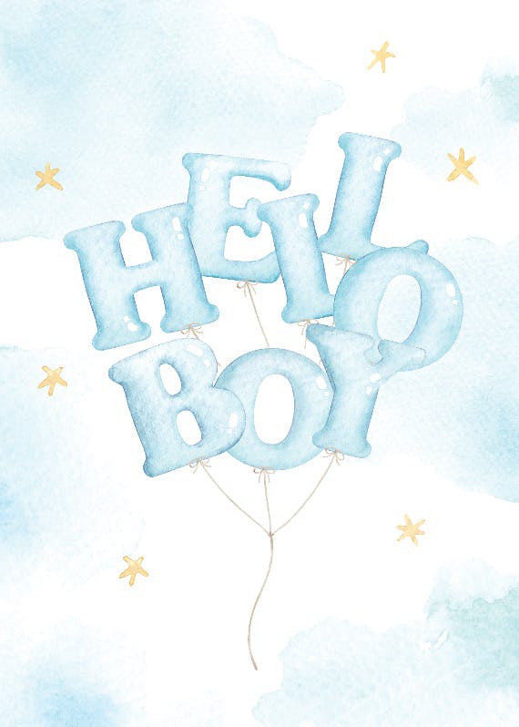 Watercolor baby balloons -  baby shower & new baby card