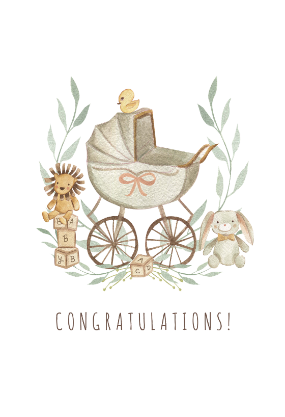 Watercolor Stroller - Baby Shower & New Baby Card ...