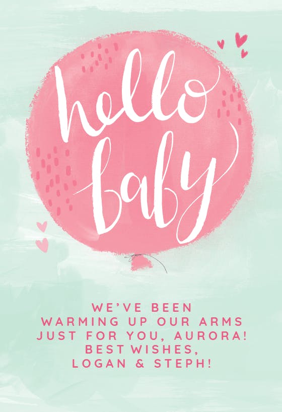 Welcome balloon -  baby shower & new baby card