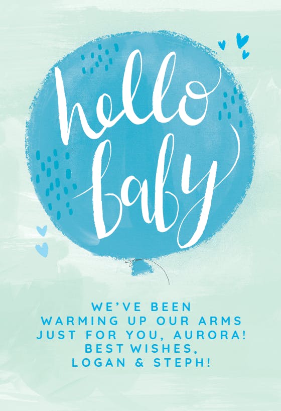 Welcome balloon -  baby shower & new baby card