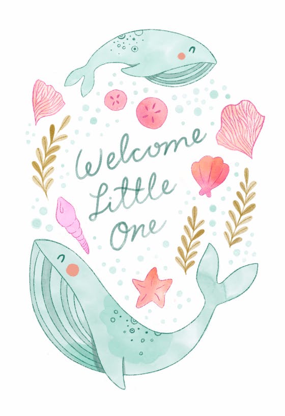 Whales welcome -  baby shower & new baby card