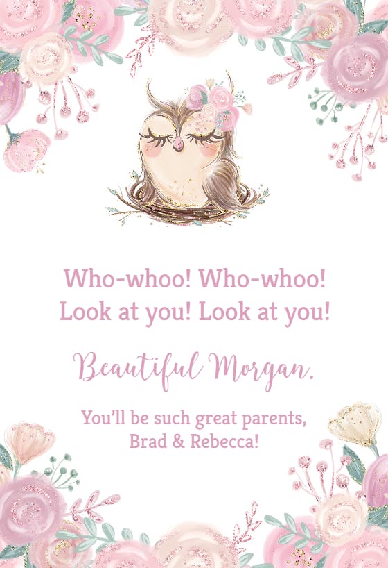 Whooo’s happy -  baby shower & new baby card