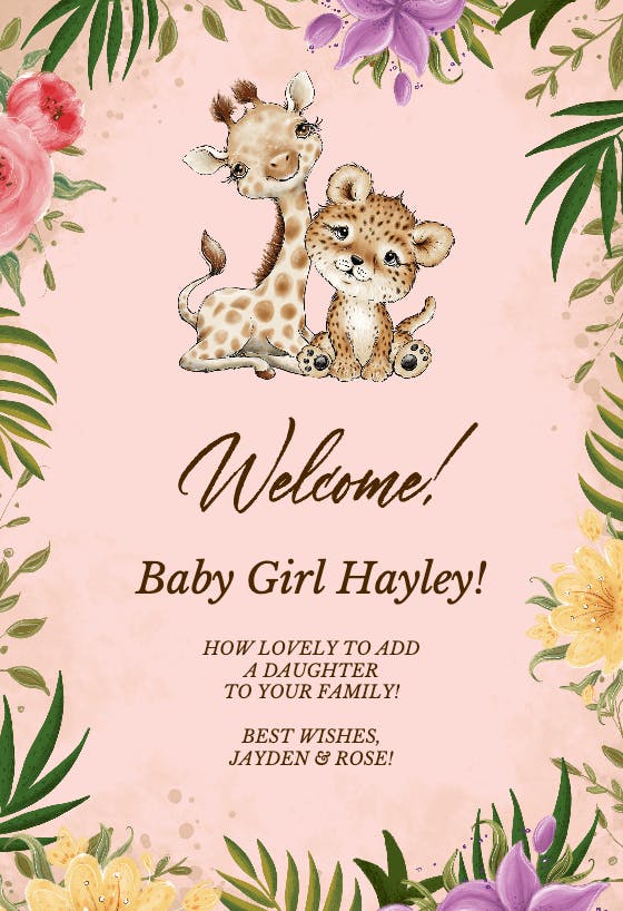 Wild and wonderful baby -  baby shower & new baby card