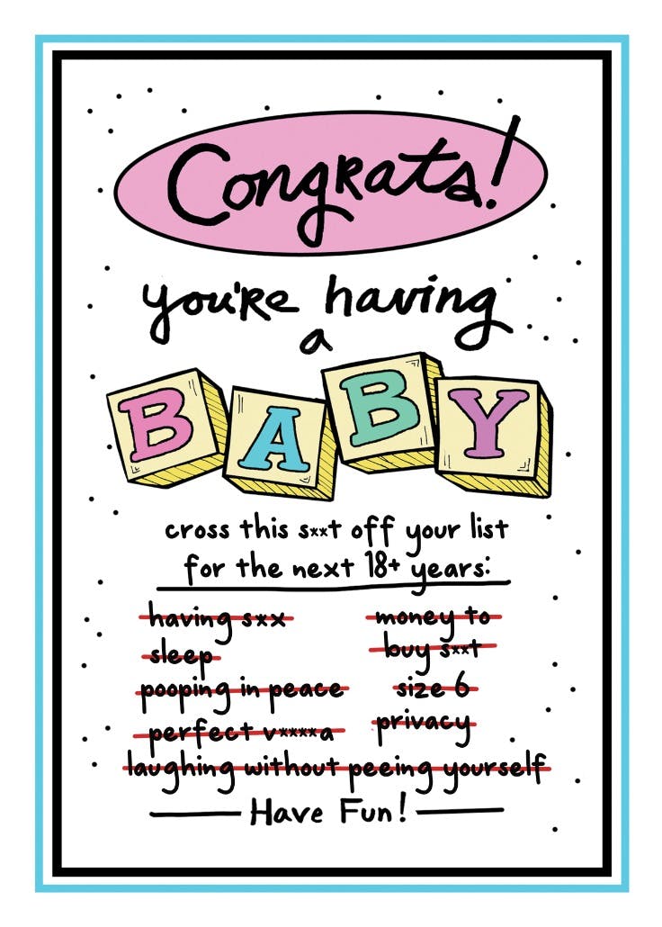 Wish list - baby shower & new baby card