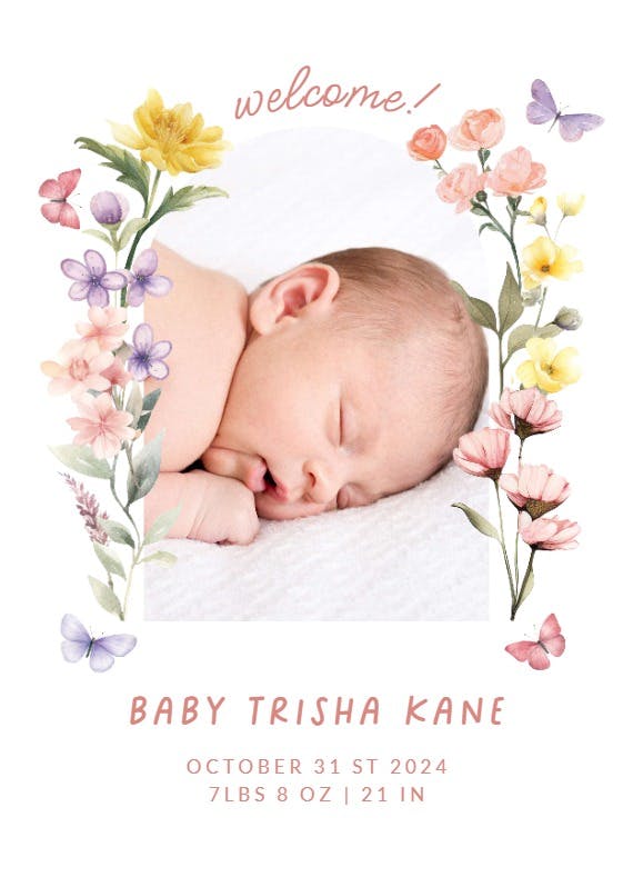 Wonderful blossoms frame - tarjeta de recién nacido