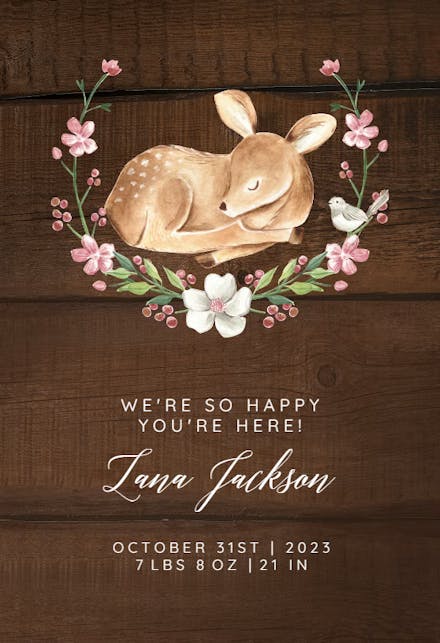 Woodland baby deer - Tarjeta De Recién Nacido