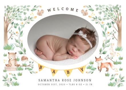 Woodland Creatures - Tarjeta De Recién Nacido