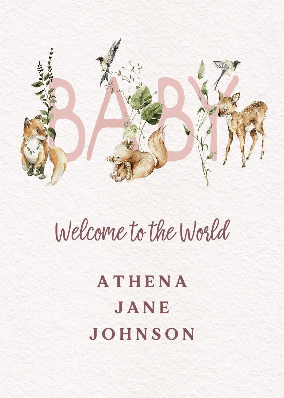 Woodland whimsy -  baby shower & new baby card
