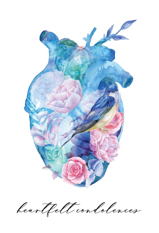 Artistic floral heart - sympathy & condolences card