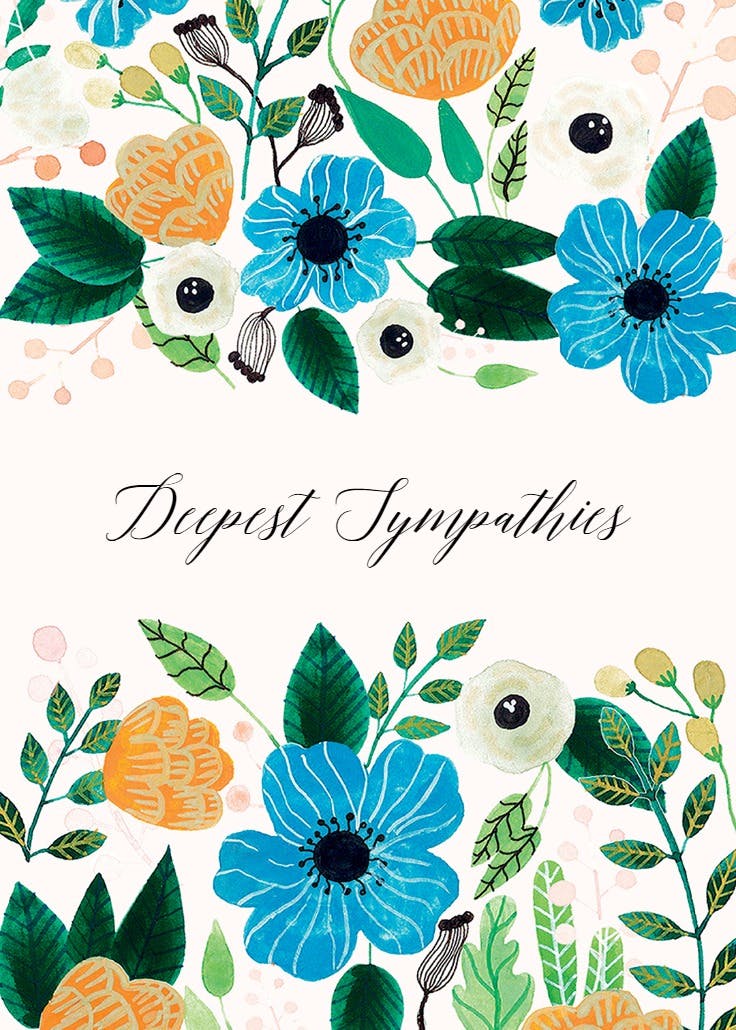 Blue & orange - sympathy & condolences card