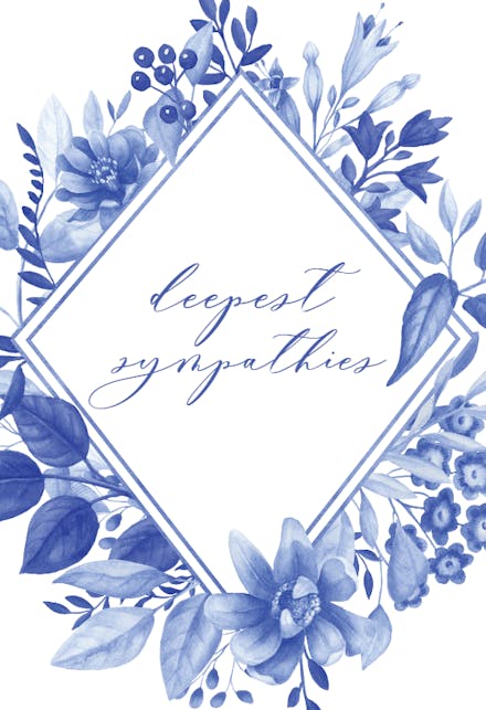 Blue Floral Romb - Sympathy & Condolences Card