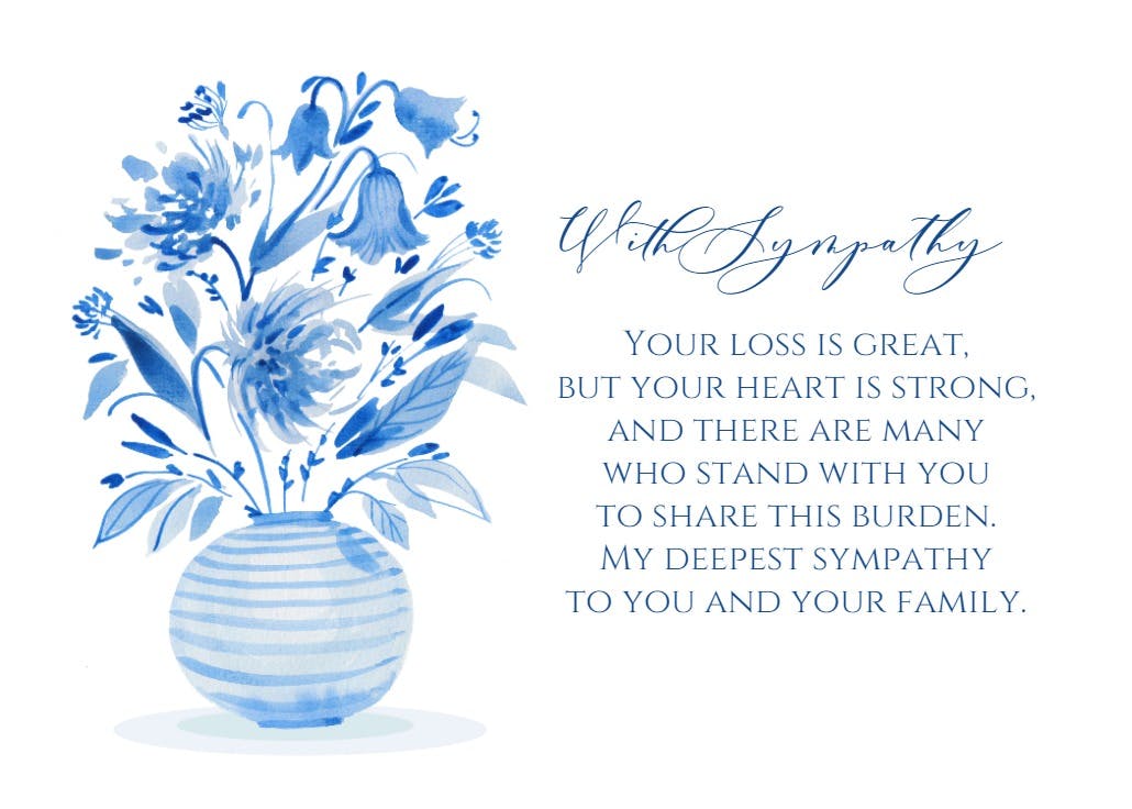 Blue flowers - sympathy & condolences card