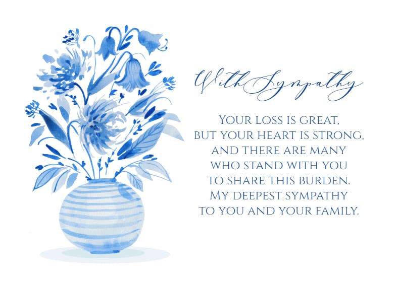 Blue flowers - sympathy & condolences card