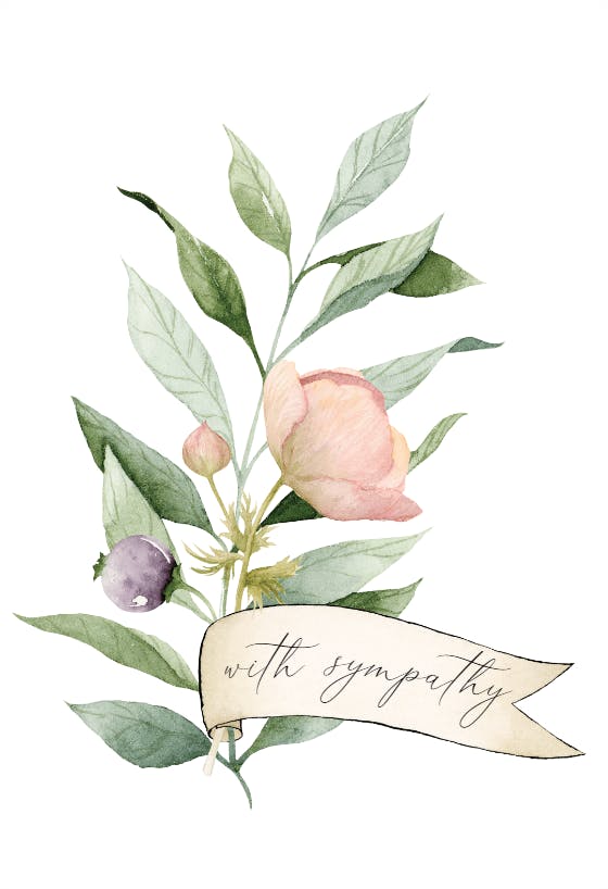 Bouquet ribbon - sympathy & condolences card