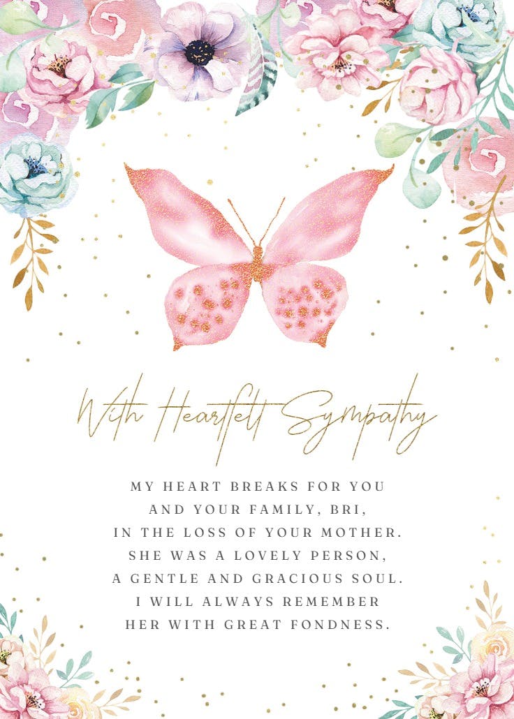 Butterfly beauty - sympathy & condolences card