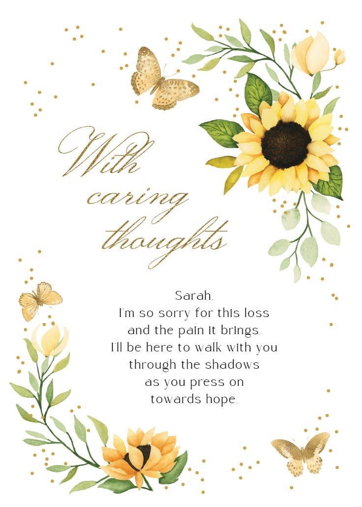 Butterfly bistro - sympathy & condolences card