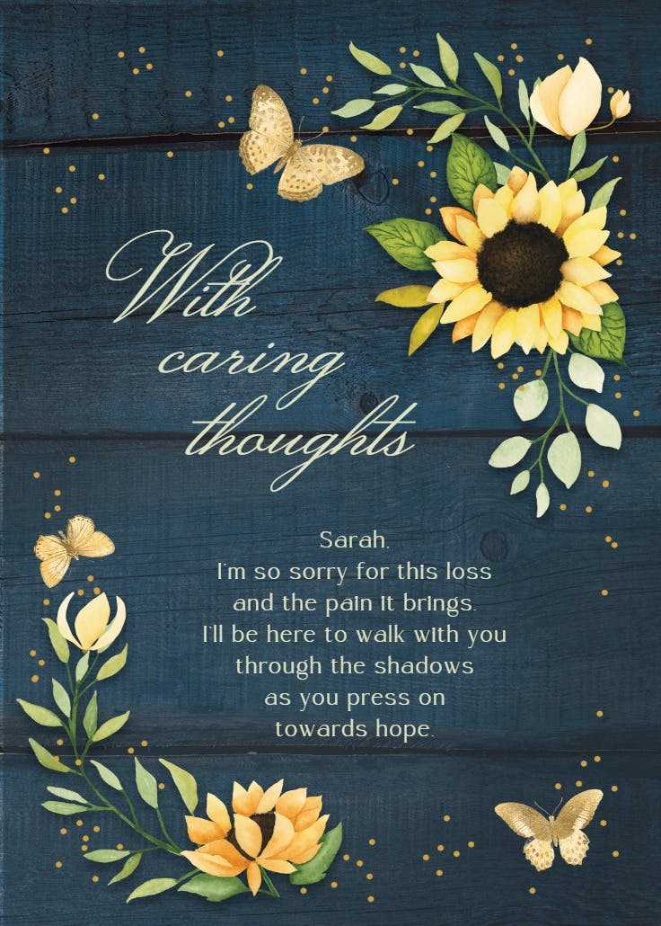 Butterfly bistro -  tarjeta de pensamientos y sentimientos