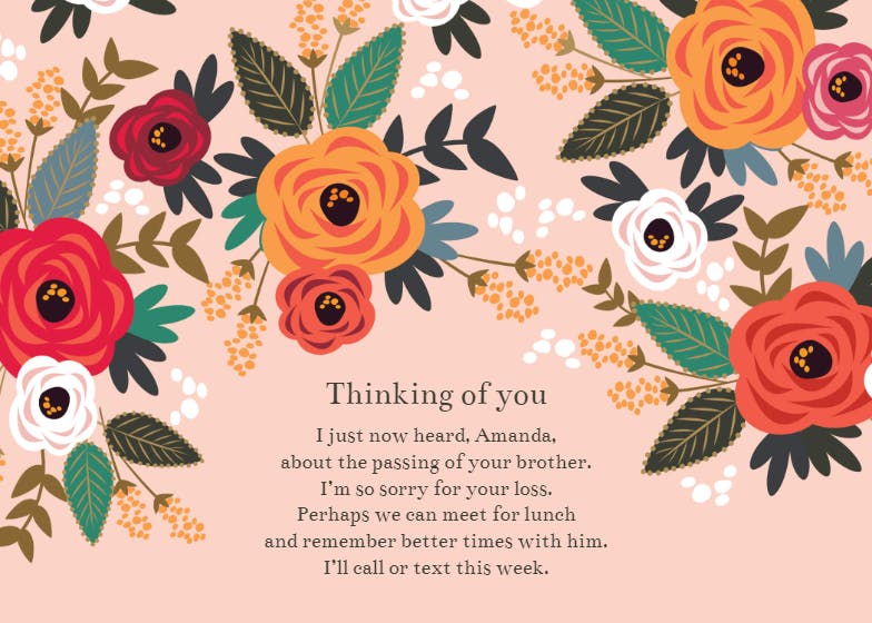 Cascading floral -  tarjeta de condolencias