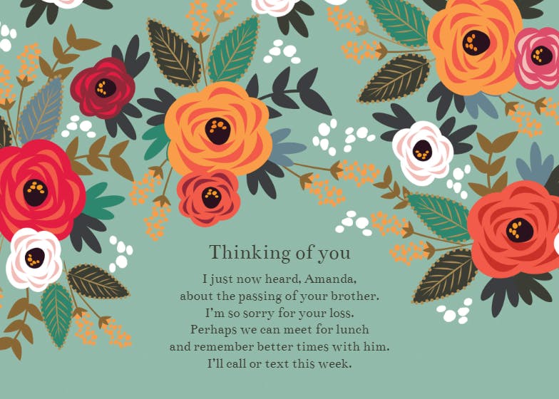 Cascading floral -  tarjeta de condolencias