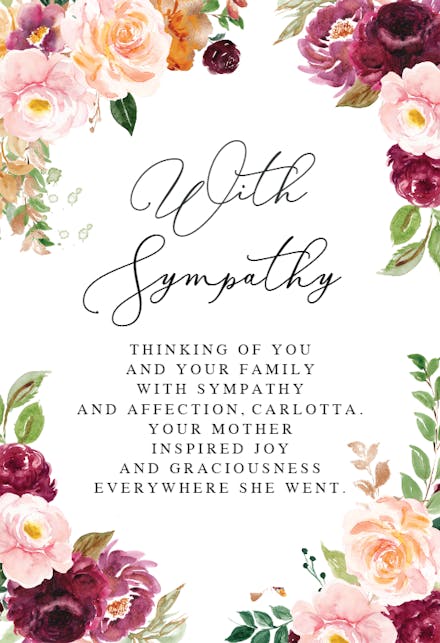 Corner Roses - Sympathy & Condolences Card