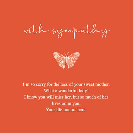 Dainty Butterfly - Sympathy & Condolences Card