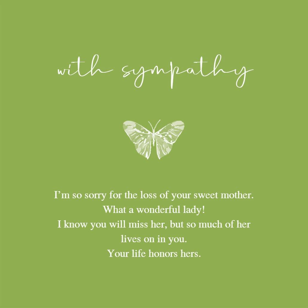 Dainty butterfly - sympathy & condolences card