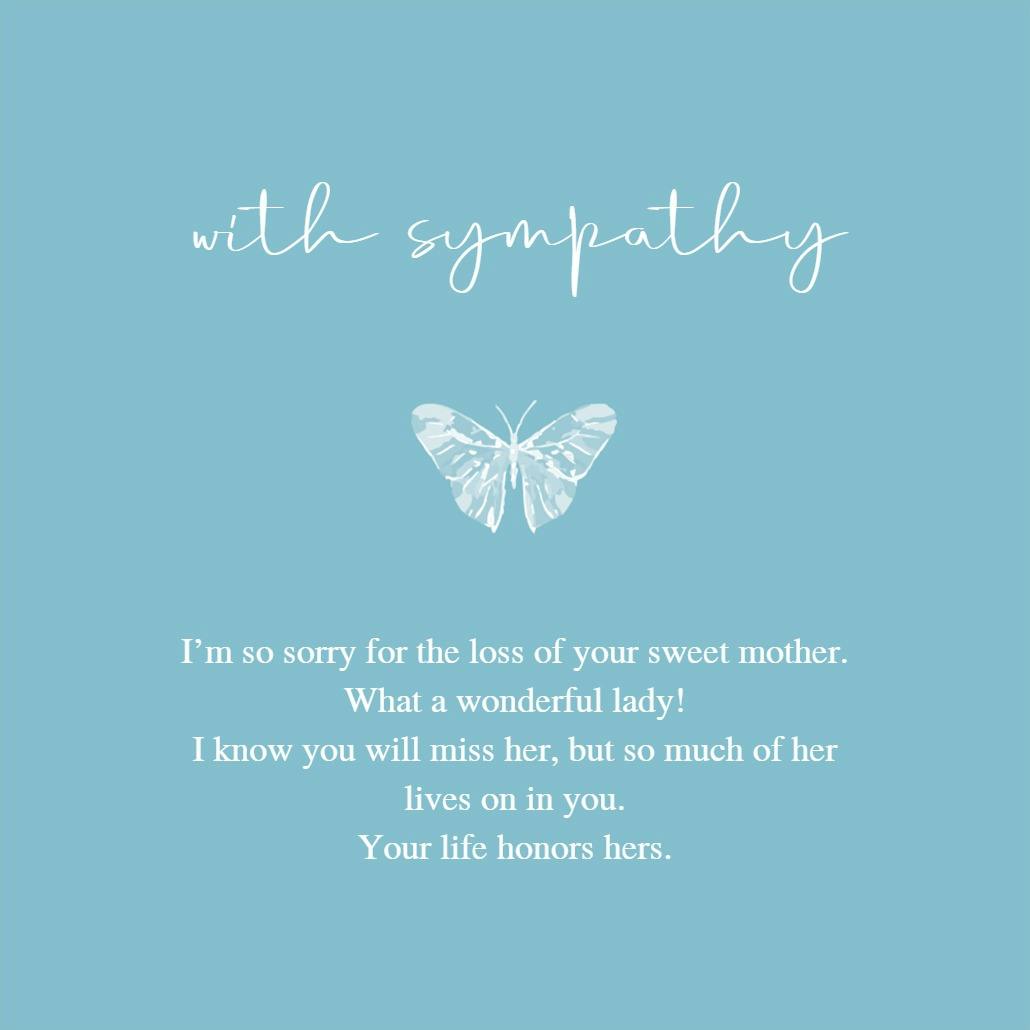 Dainty butterfly - sympathy & condolences card