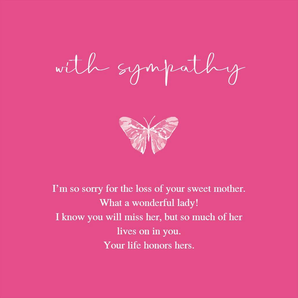 Dainty butterfly - sympathy & condolences card