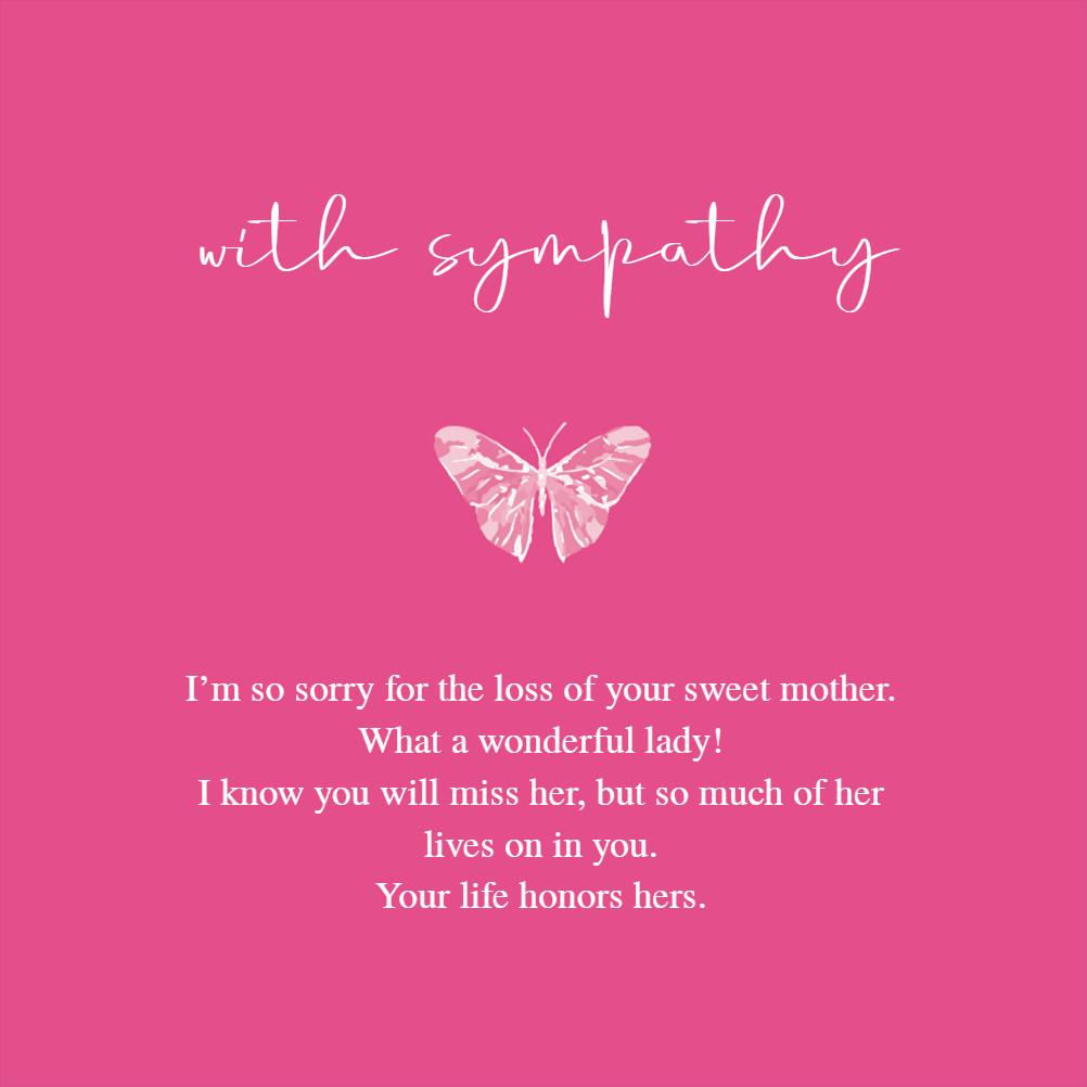 Dainty butterfly - sympathy & condolences card