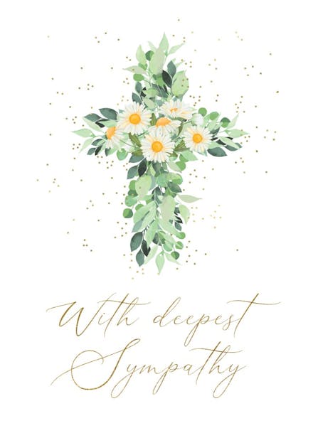 Daisies cross - sympathy & condolences card