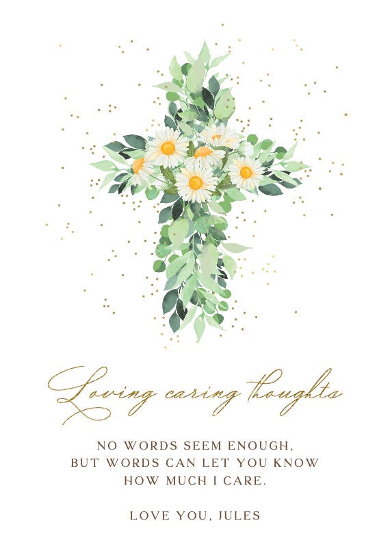 Daisy cross - sympathy & condolences card