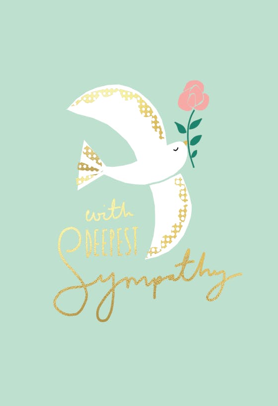 Dove with rose - sympathy & condolences card
