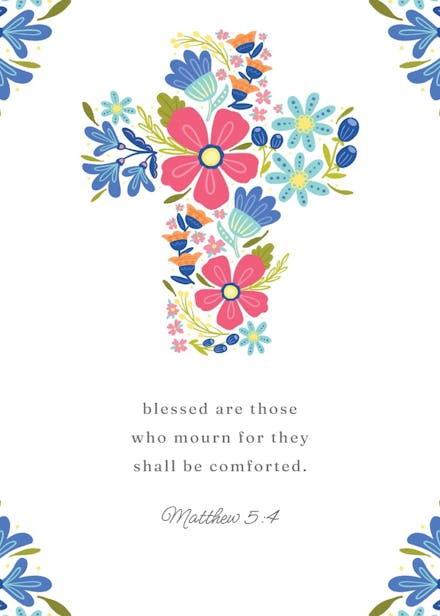Floral cross - sympathy & condolences card