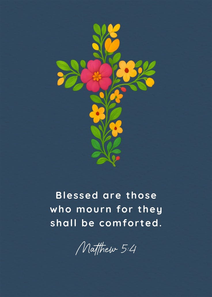Floral cross - sympathy & condolences card