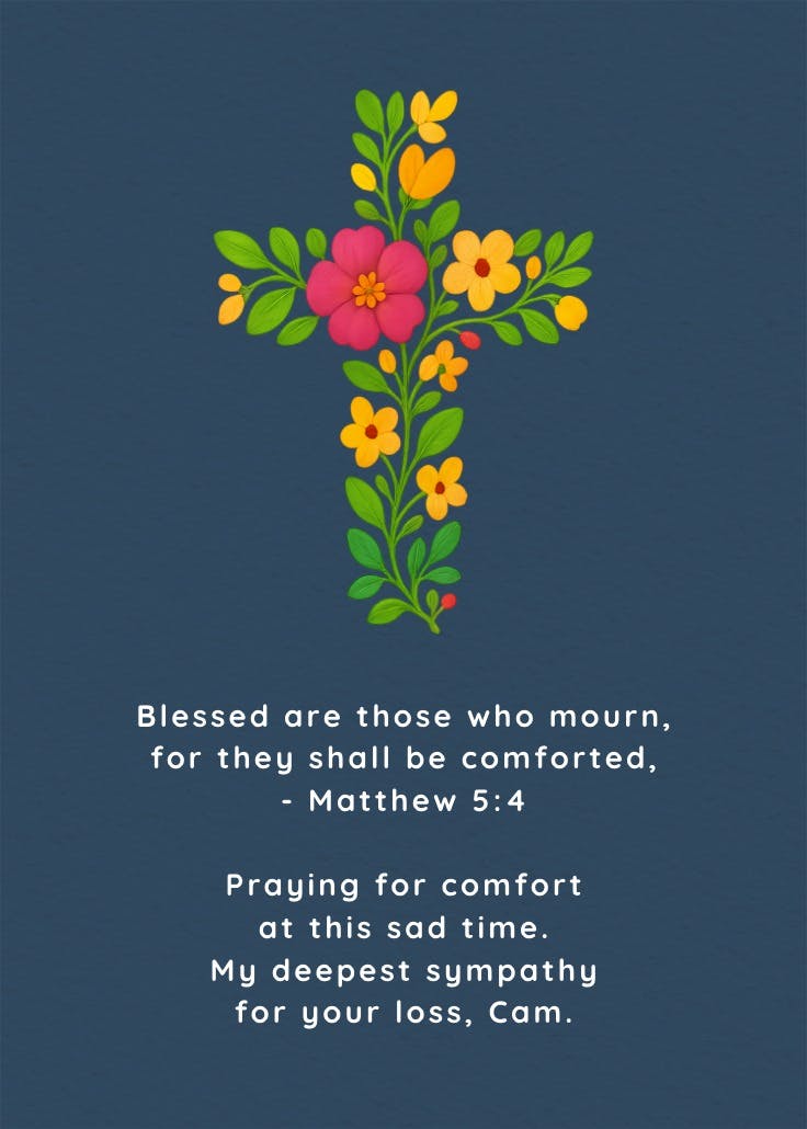 Floral cross - sympathy & condolences card
