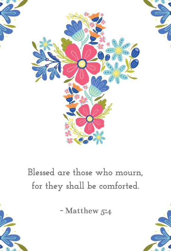 Floral cross - sympathy & condolences card