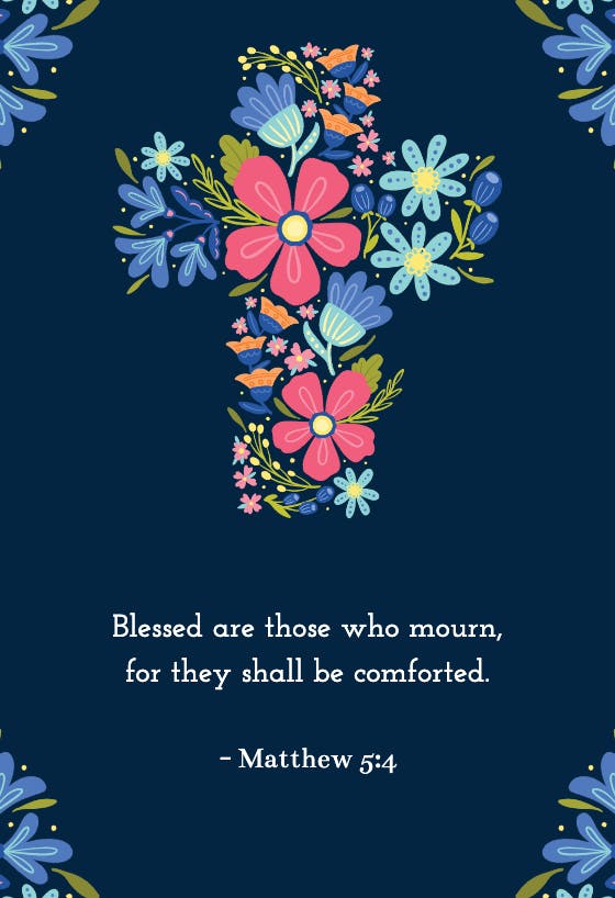Floral cross - sympathy & condolences card