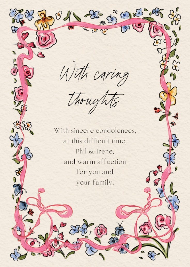 Flourished love - sympathy & condolences card