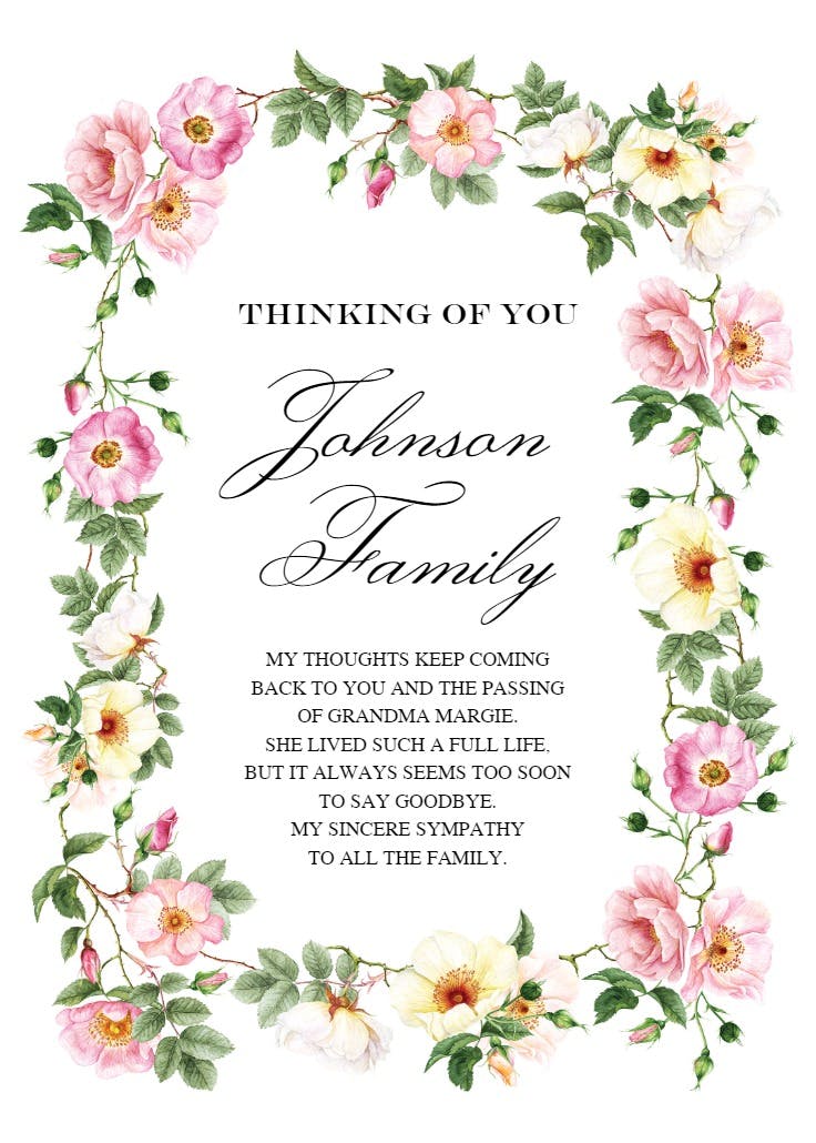 Flower chain - sympathy & condolences card