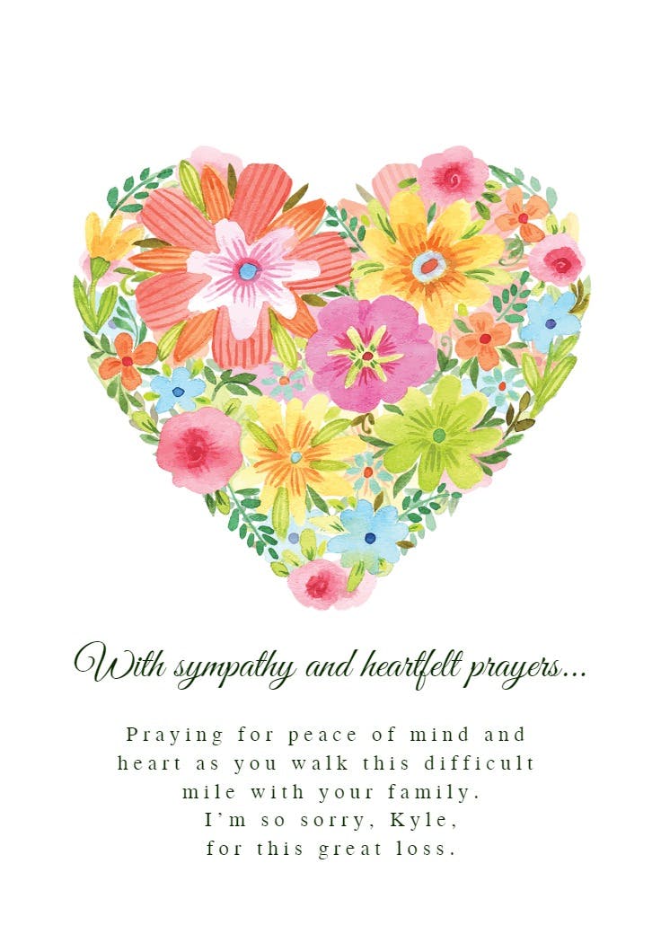 In depths of heart - sympathy & condolences card