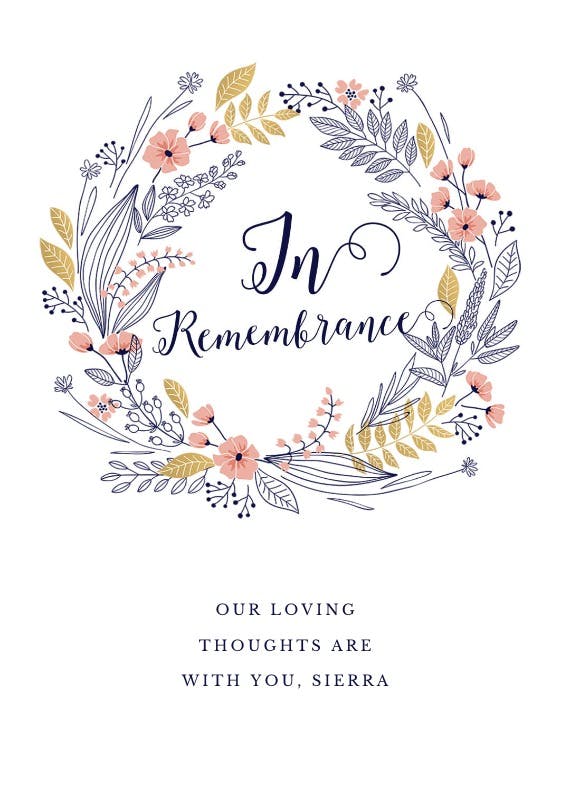 In remembrance - tarjeta de condolencias