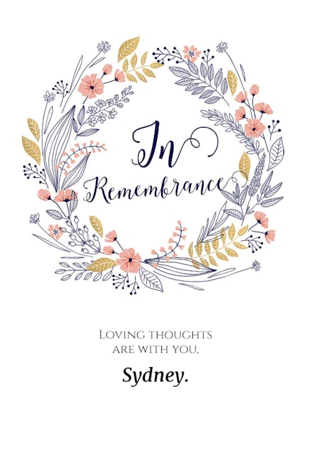 In Remembrance - Sympathy & Condolences Card