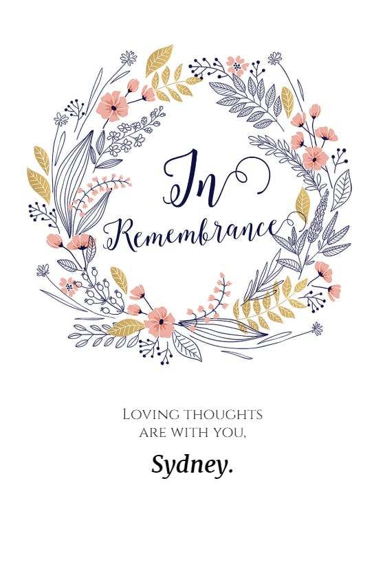 In remembrance - sympathy & condolences card
