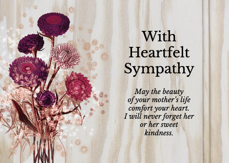 Light wood floral - sympathy & condolences card
