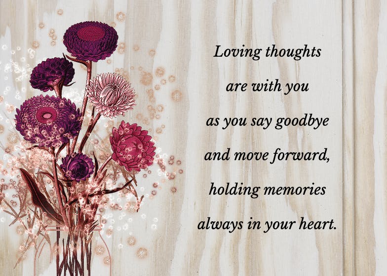 Light wood flowers -  tarjeta de condolencias