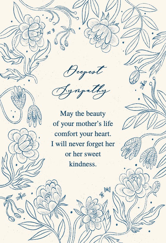 Line drawn floral - sympathy & condolences card