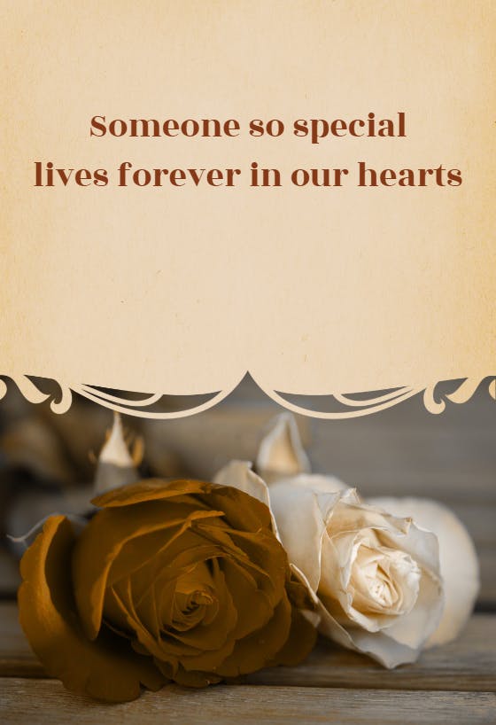 Lives forever in our hearts -  tarjeta de condolencias