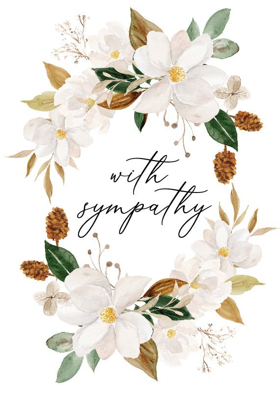 Magnolia blooms - sympathy & condolences card